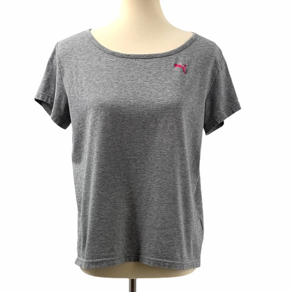 Puma Gray Heathered Relax Fit Short Sleeve Tee